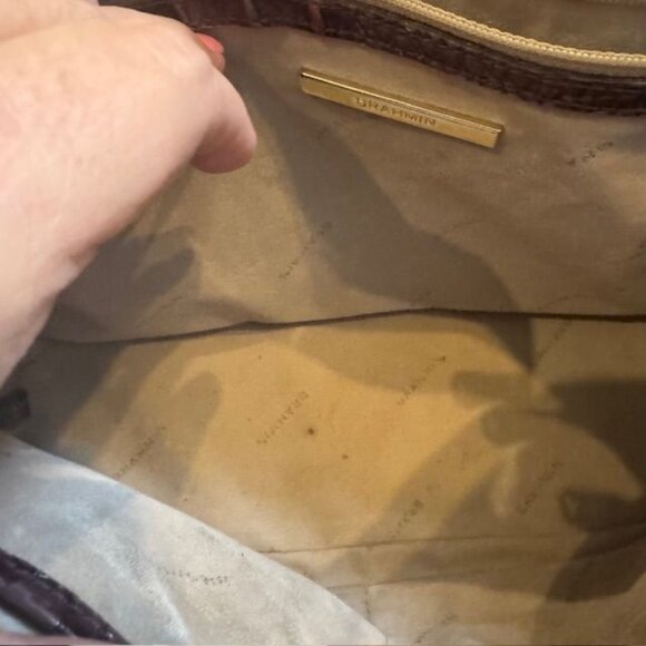 Brahmin Crocodile Embossed Leather Handbag With Tassel Accent & Gold Hardware - Picture 7 of 16